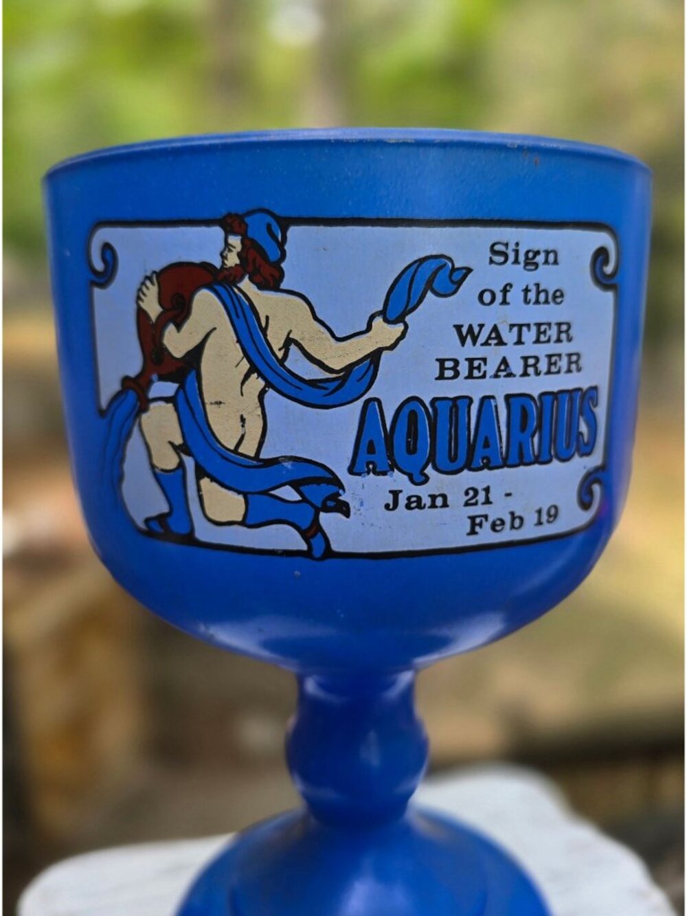 Vintage 1970 Indiana Glass Tiara Exclusive, Blue Aquarius Zodiac Sign Challis, 8 - Picture 2 of 6